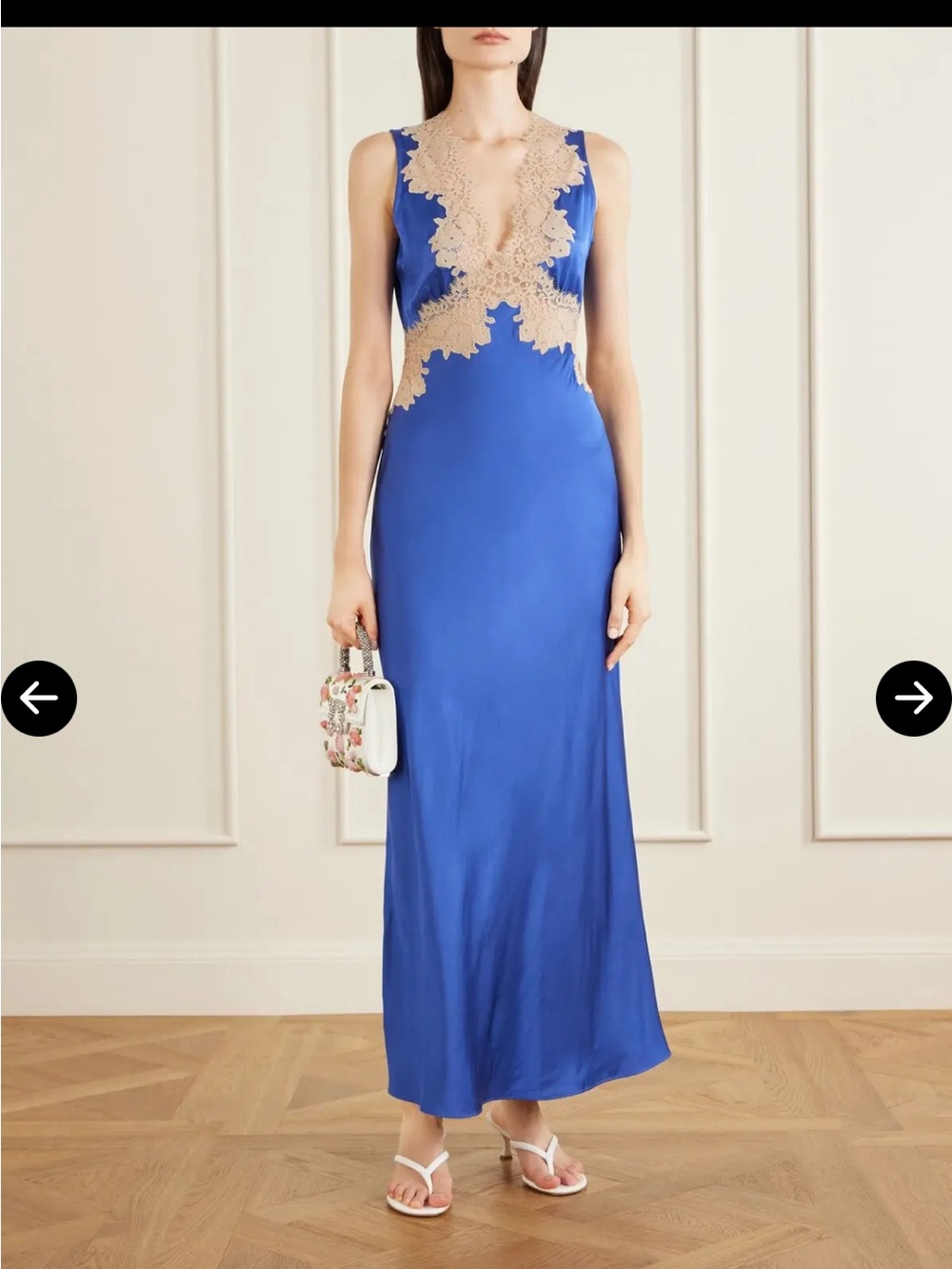 Rixo lysandra Royal Blue Lace-Trim Slip Dress xxs uk6